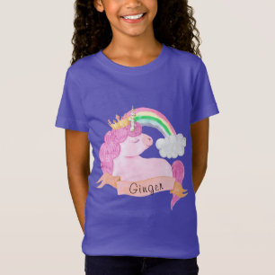 🌈 Rainbow Unicorn Individuelle Name T-Shirt