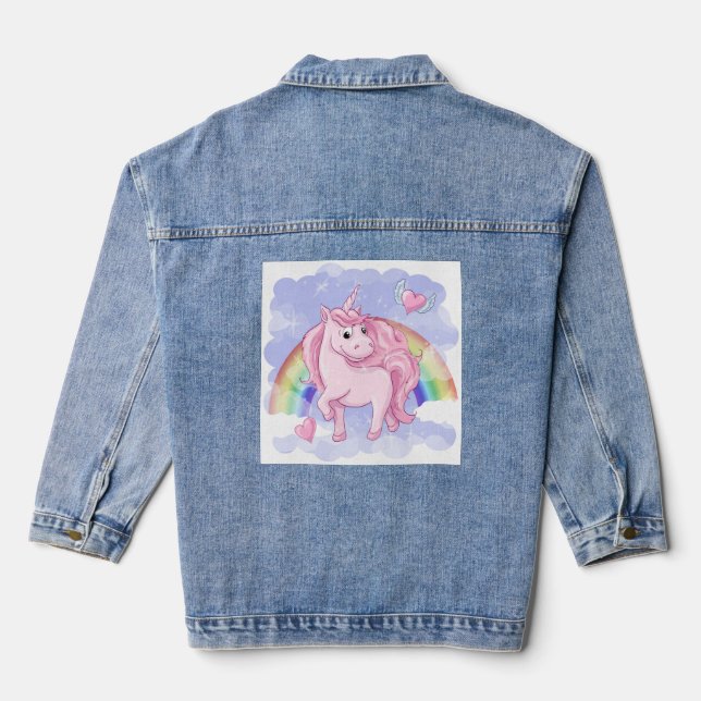 Rainbow Unicorn Jeansjacke (Rückseite)