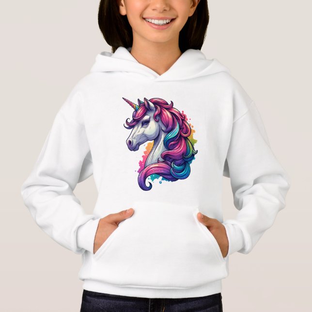 Rainbow Unicorn Kids Hoodie - Magischer Komfort un (Vorderseite)