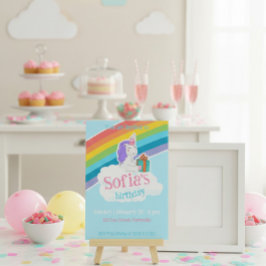 Rainbow Unicorn Kids Party Invitation Einladung