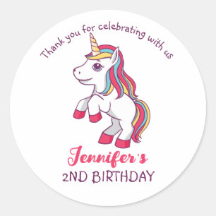 Rainbow Unicorn Kindergeburtstag Gastgeschenk Runder Aufkleber