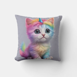 Rainbow Unicorn Kitten Kissen