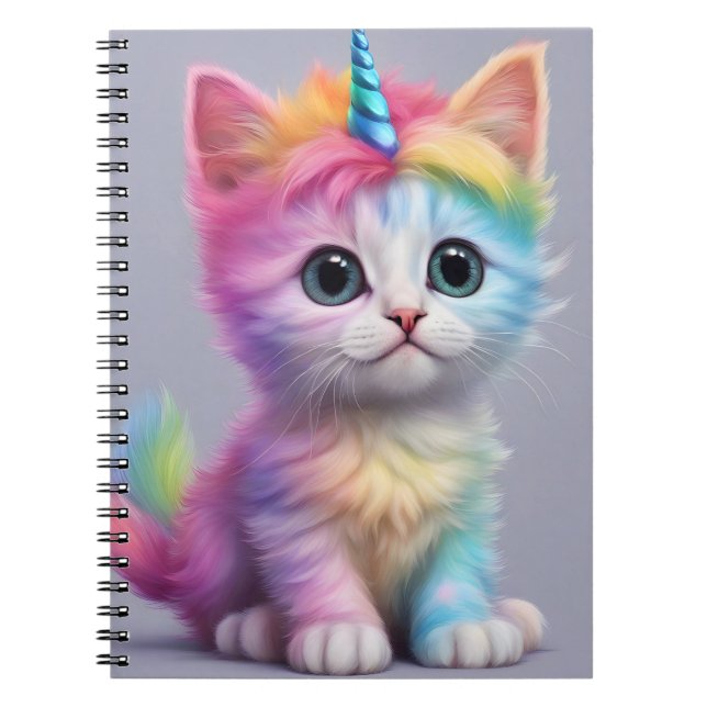 Rainbow Unicorn Kitten Notizblock (Vorderseite)