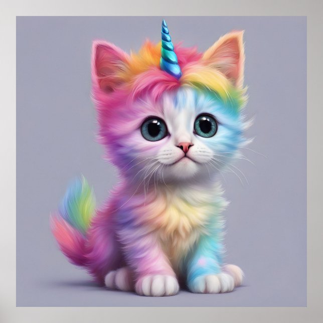 Rainbow Unicorn Kitten Poster (Vorne)