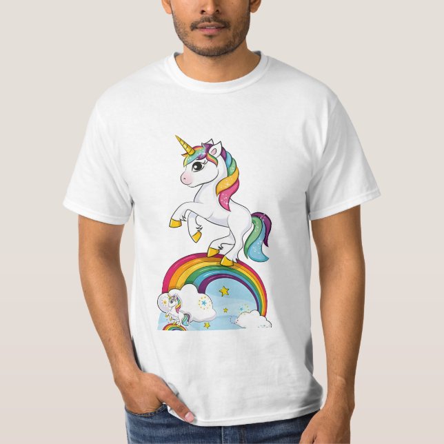 Rainbow Unicorn Lifesize Cardboard Cutout T-Shirt (Vorderseite)