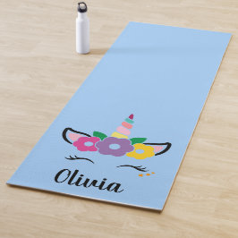 Rainbow Unicorn Light Blue Personalisiert Yoga Mat Yogamatte