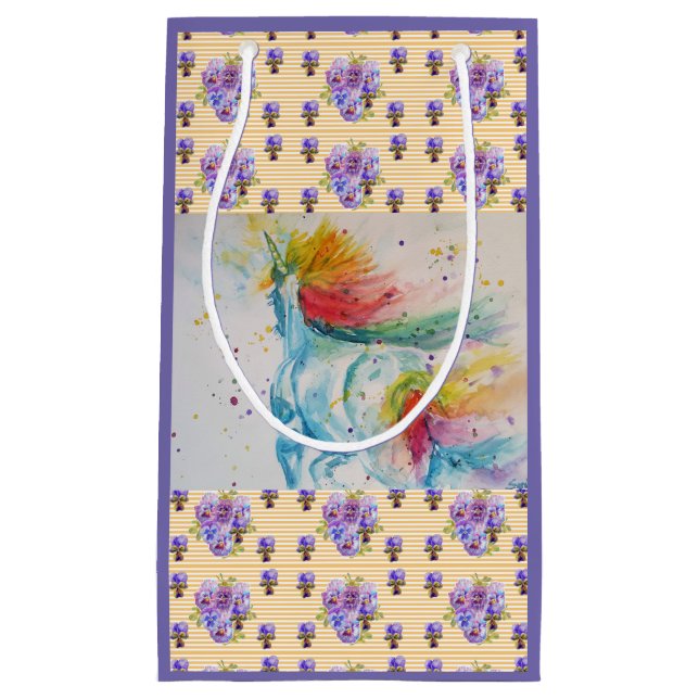 Rainbow Unicorn Lila Blumengebäck Kleine Geschenktüte (Vorderseite)