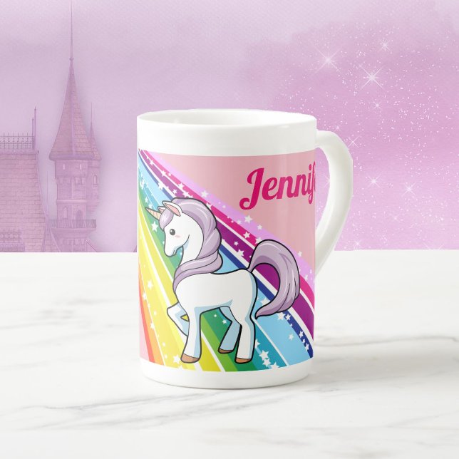 Rainbow Unicorn Little Girl's Cup Personalize NAME Prozellantasse (Von Creator hochgeladen)