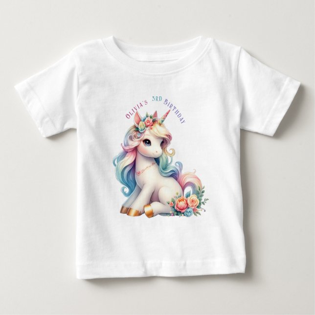 Rainbow Unicorn Magic Birthday Baby T-shirt (Vorderseite)