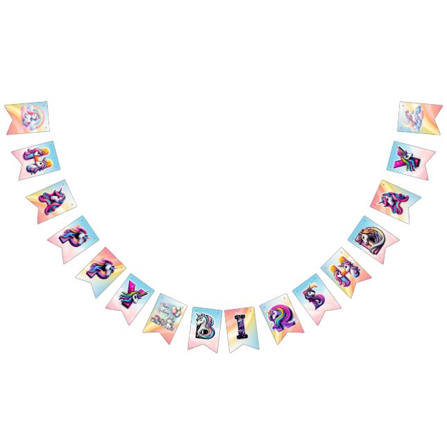 Rainbow Unicorn Magic Birthday Wimpelkette (Alle)