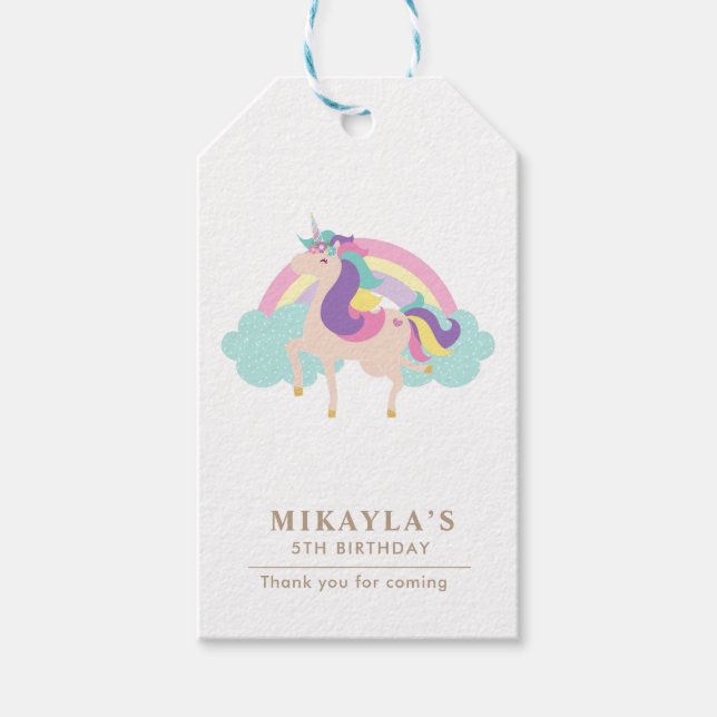 Rainbow Unicorn Magical Birthday Niedliche Geschen Geschenkanhänger (Vorderseite)