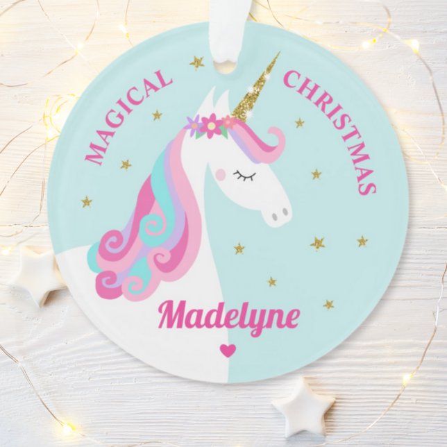 Rainbow Unicorn Magical Christmas Aqua Ornament (Von Creator hochgeladen)