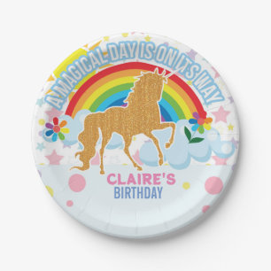 Rainbow Unicorn Magical Girls Geburtstagsparty Dek Pappteller