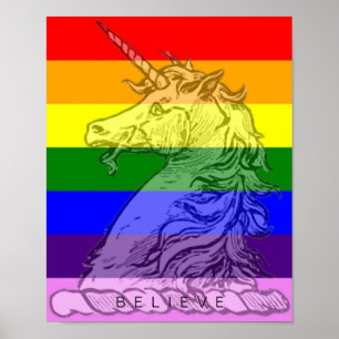 Rainbow Unicorn Magical LGBT Gay Pride glauben Poster