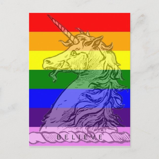 Rainbow Unicorn Magical LGBT Gay Pride glauben Postkarte (Vorderseite)