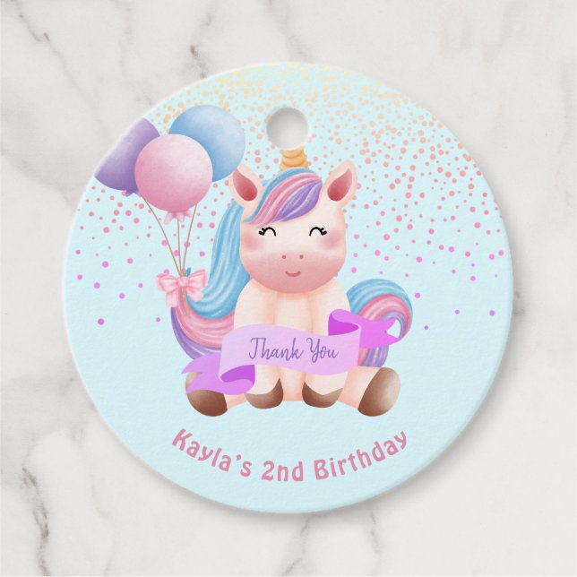 Rainbow Unicorn Magical Second Birthday Geschenkanhänger (Vorderseite)