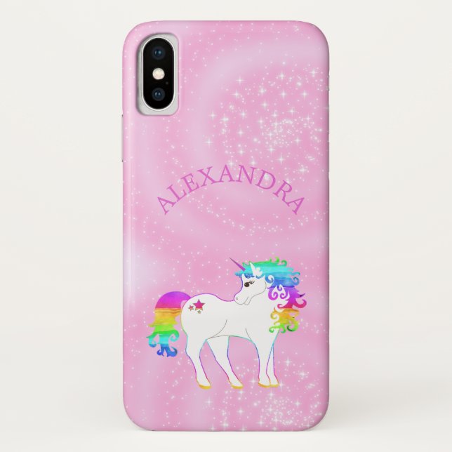 Rainbow Unicorn Magical Stars Niedlich Personal Case-Mate iPhone Hülle (Rückseite)