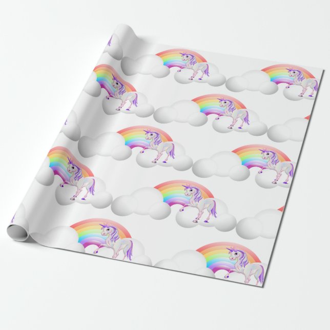Rainbow Unicorn Magisch Niedlich Geschenkpapier (Ungerollt)