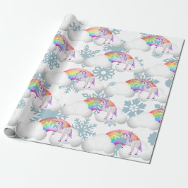 Rainbow Unicorn Magische Schneeflocken Niedlich Geschenkpapier