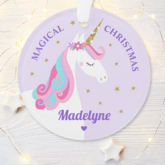 Rainbow Unicorn Magische Weihnachten Lila Ornament (Von Creator hochgeladen)