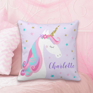 Rainbow Unicorn Magischer Glitzer Lila Kissen