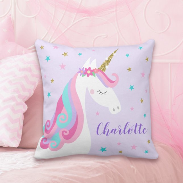 Rainbow Unicorn Magischer Glitzer Lila Kissen (Von Creator hochgeladen)