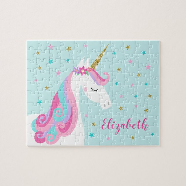 Rainbow Unicorn Magischer Glitzer Puzzle (Horizontal)