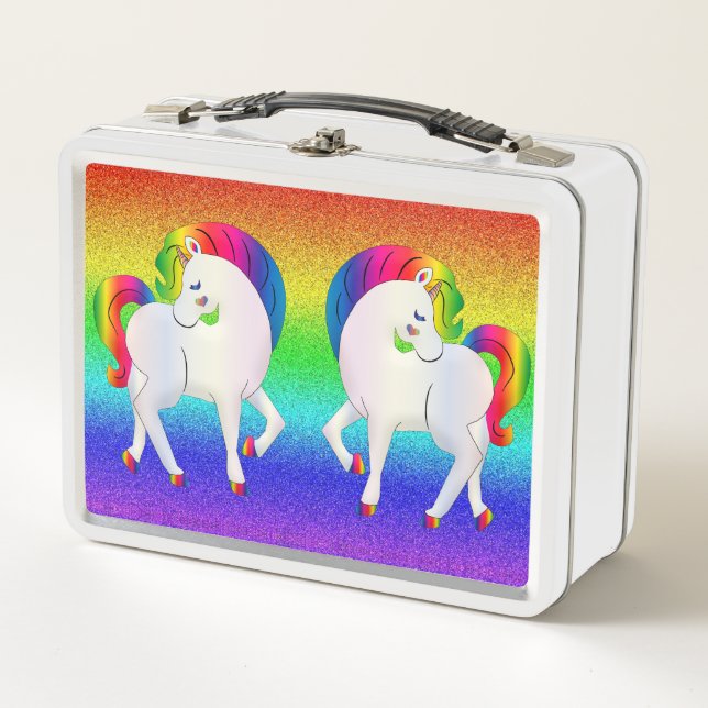 Rainbow Unicorn Metal Lunch Box (Vorderseite)
