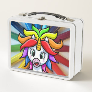 Rainbow Unicorn Metall Brotdose