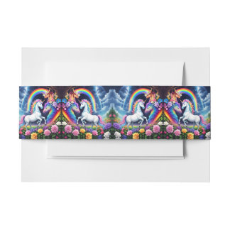 Rainbow Unicorn mit Blume Einladungsbanderole