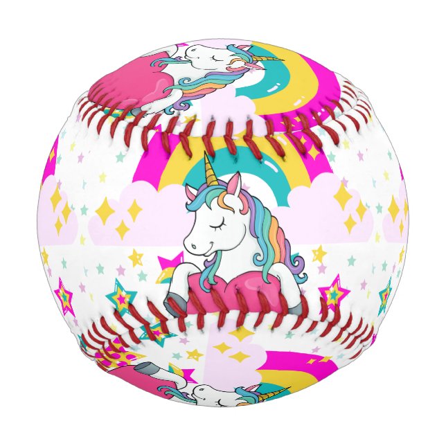 Rainbow Unicorn mit Sternen Baseball (Vorderseite)