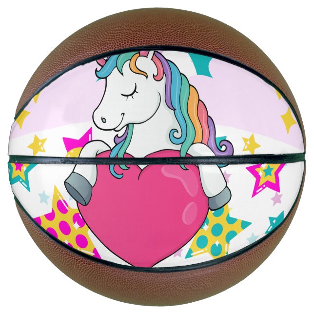 Rainbow Unicorn mit Sternen Basketball (Vorderseite)