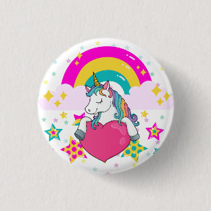 Rainbow Unicorn mit Sternen Button
