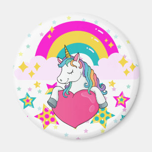 Rainbow Unicorn mit Sternen Magnet