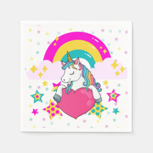 Rainbow Unicorn mit Sternen Serviette