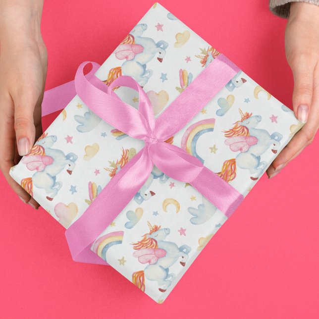 Rainbow Unicorn Muster Geschenkpapier (Watercolor Rainbow Unicorn Pattern Wrapping Paper)
