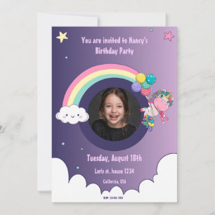 Rainbow Unicorn niedliche Geburtstag Party Einladu Einladung