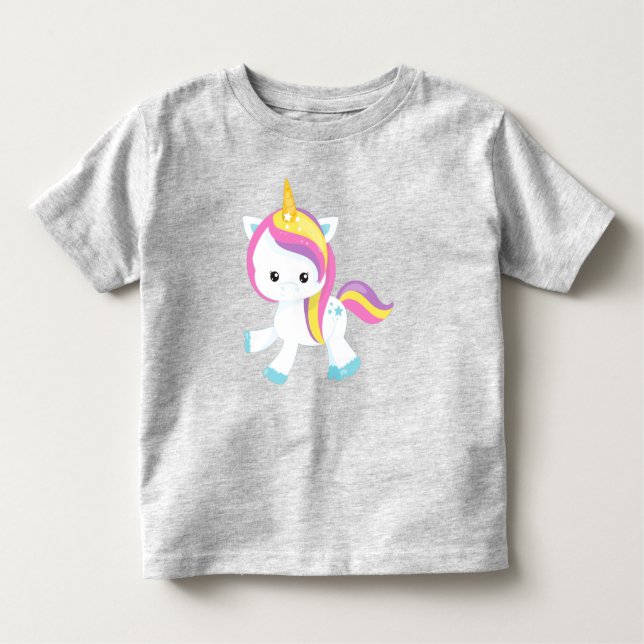 Rainbow Unicorn, Niedliches Einhorn, Stern, Magisc Kleinkind T-shirt (Vorderseite)
