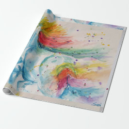 Rainbow Unicorn Niedliches magisches Watercolor Wr Geschenkpapier
