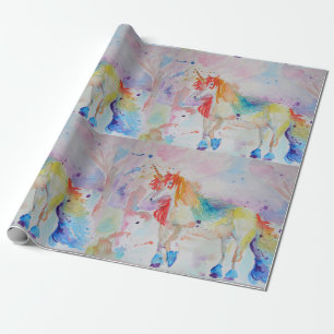 Rainbow Unicorn Niedliches magisches Watercolor Wr Geschenkpapier