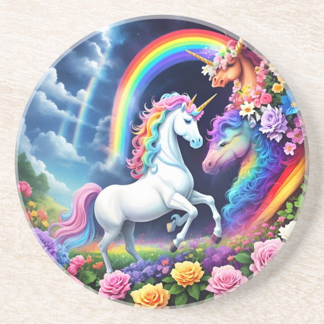 Rainbow Unicorn One Getränkeuntersetzer (Vorne)