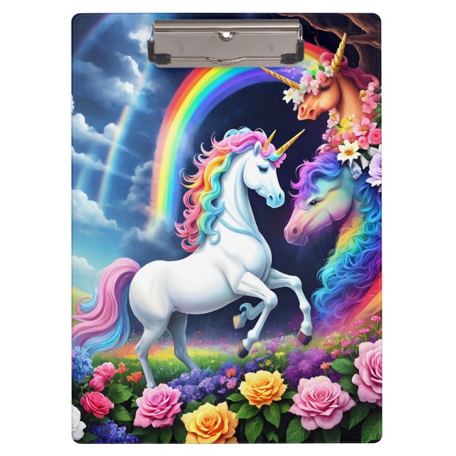Rainbow Unicorn One Klemmbrett (Vorderseite)
