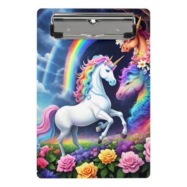 Rainbow Unicorn One Mini Klemmbrett (Vorderseite)