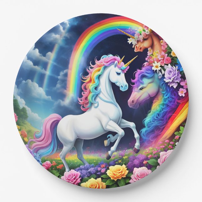 Rainbow Unicorn One Pappteller (Vorderseite)