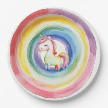 Rainbow Unicorn Paper Plate