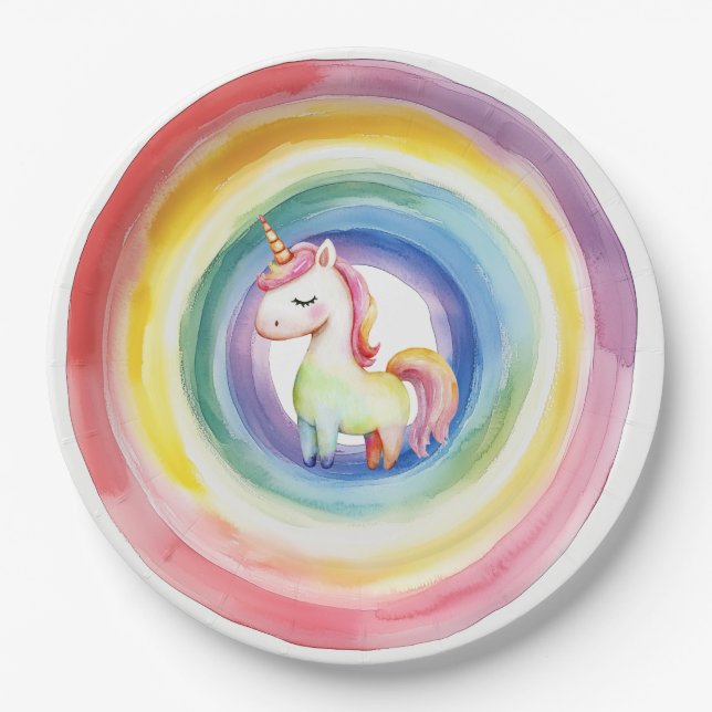 Rainbow Unicorn Paper Plate Pappteller (Vorderseite)