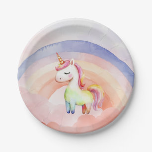 Rainbow Unicorn Paper Plate Pappteller