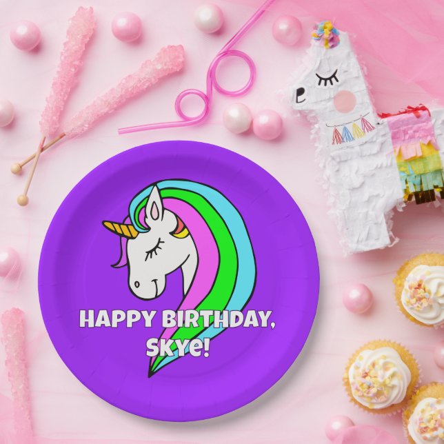 Rainbow Unicorn Pappteller (Party)