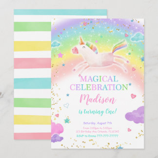 Rainbow Unicorn-Party Einladung