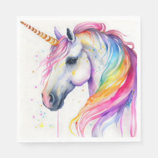 Rainbow Unicorn Party Plate Wasserfarbdesign Serviette